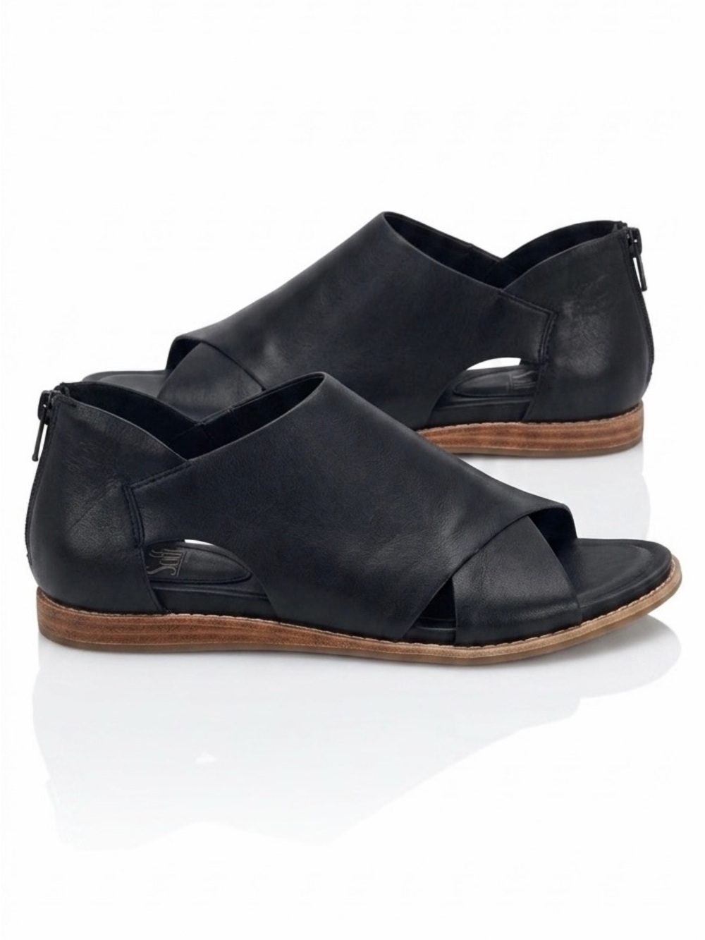 SoftWalk Black Leather Open-Toe Mule Sandals